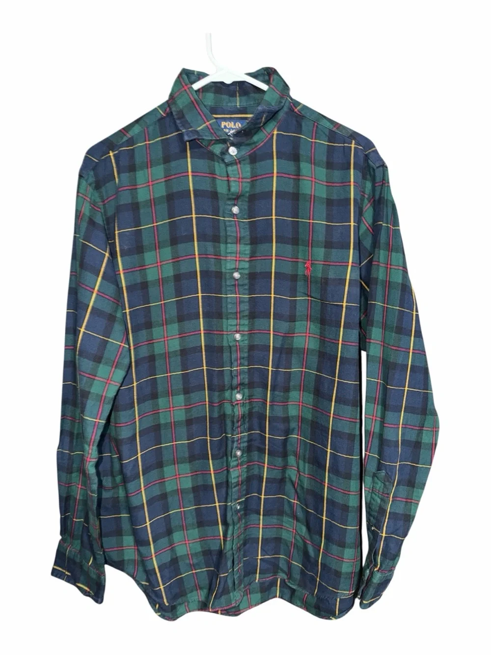 Polo by Ralph Lauren Navy and Green Plaid Button-Down Shirt